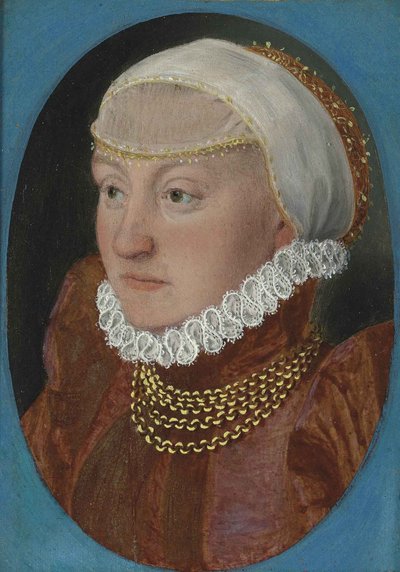 Porträt einer Dame in Rot von Hans Holbein der Jüngere